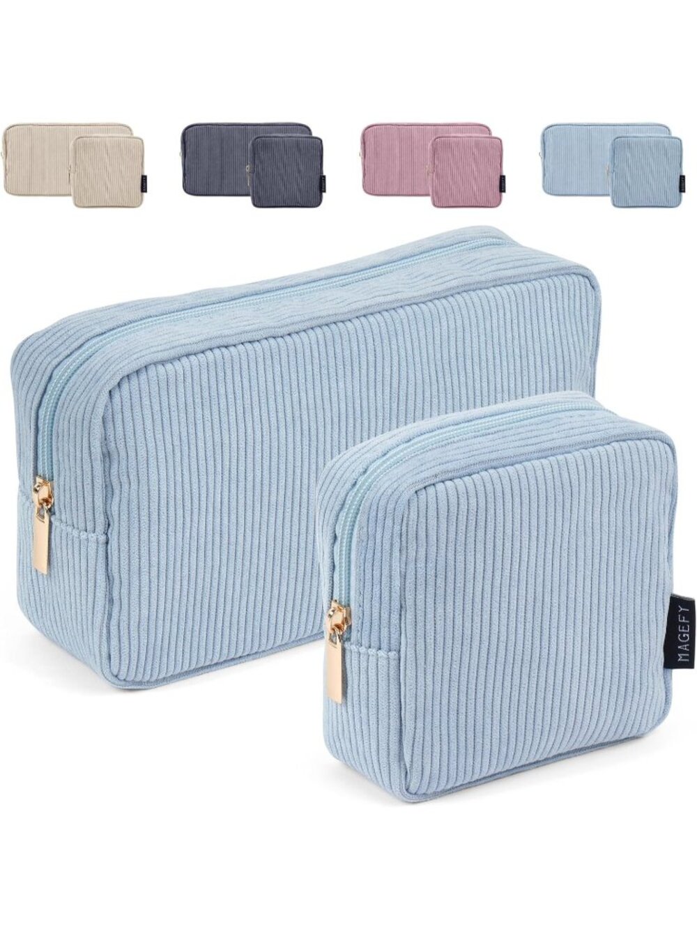 Set of 2 Small Makeup Bag for Purse Mini Cosmetics Bag Corduroy Cosmetic Pouch